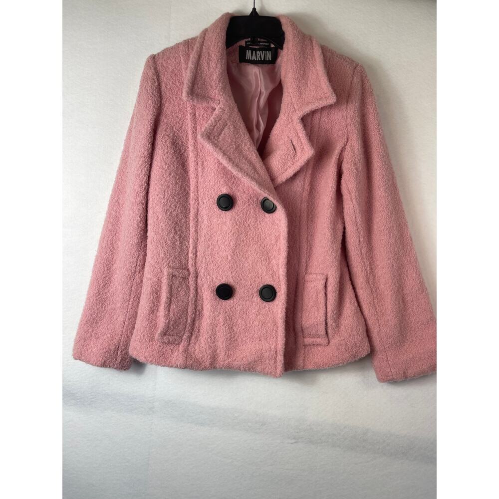 Marvin Pink Wool Pea Coat Size L Vintage Preppy